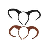Cabilock 2pcs Halloween Horn Hairband with Brown and Black Faux Antelope Sheep RAM Goat Horns Funny Animal Headwear for Adults Carnival Party Cosplay Accessories