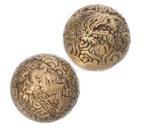 Cabilock 2pcs Hand Exercise Balls for Therapy and Stress Relieving Vintage Brass Finger Fitness Balls 500g Each with Dragon Phoenix Pattern for Office and Family Fun