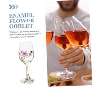 Cabilock 2pcs Hand Painted Enamel Wine Glasses Purple Crystal Goblets for Whiskey Red Wine Cocktail Party Table Decoration