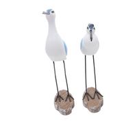 Cabilock 2pcs Handcrafted Wooden Nautical Bird Sculpture Realistic Coastal Seagull Figurines for Beach House Decor Shore Bird Statues for Bathroom Shelf Living Display