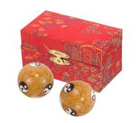 Cabilock 2pcs Healthy Exercise Stress Ball Massage Tool Metal Hand Exercise Balls for Elderly Hand Rolling Fitness Massage Reusable Random Color