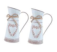 Cabilock 2pcs heart shaped flower arrangement Bucket Container farmhouse flower vase dried flower vase Flower Storage Pot metal bucket planter jug vase retro vase Iron Planter cactus French