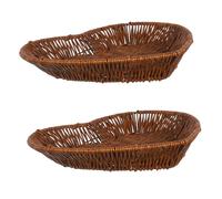 Cabilock 2pcs Heart Shaped Wicker Baskets Rustic Imitation Rattan Storage Trays Bread Candy Dish Serving Bowls Romantic Kitchen Dining Decor