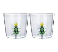 Cabilock 2Pcs High Borosilicate Glass Christmas Tree Wine Glasses Holiday Cocktail Cups 3D Juniper Berries Design Clear Drinking Glasses for Home Use
