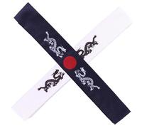Cabilock 2pcs Japanese Dragon Print Headbands Wide Breathable Karate Accessories for Sushi Chefs and Martial Arts Fans, White and Blue Cotton Hairbands for Sports and Cooking