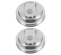 Cabilock 2pcs Kitchen Mason Jar Lids With Stainless Steel Pour Spout Reusable Wide Mouth Jar Lids For Drinking Canning And Storage