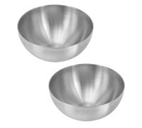 Cabilock 2pcs Korean Style Stainless Steel Food Bowl Large Capacity Silver