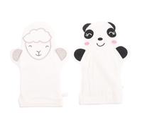 Cabilock 2pcs Large Baby Bath Mitts Cartoon Animal Scrubbing Gloves White Panda and Sheep Exfoliating Shower Mitts for Infant Girls Newborn Bathing Essentials