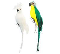 Cabilock 2pcs Lifelike Artificial Parrot Models for Garden and Indoor Decor Realistic Simulation Parrot Ornaments with Claw Wire for Wall Branch Fence Mounting Desktop and Mini Garden