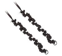 Cabilock 2pcs Lightweight Long Braided Wig Irregular Twisted Ponytail Extensions with Hair Tie for Women Easy to Wear Non-fading Synthetic Hairpiece for Daily Party Wedding