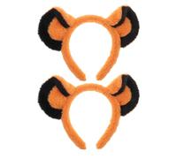 Cabilock 2pcs Lion Ears Headband for Halloween and Mardi Gras, Lightweight Plush Cloth Animal Hairbands with Adjustable Structure, Cute and Realistic Accessories and Women