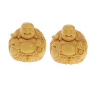 Cabilock 2pcs Maitreya Buddha Ornaments Antique Buddhism Adorn Buddha Statues Office Decore Laughing Buddha Figurine Tablescape Decor Buddhist Decor Laughing Buddha Statue Boxwood
