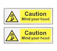 Cabilock 2Pcs Mind Your Head Sign - Self Adhesive Safety Signs for Low Ceiling, Warning Stickers for Home Office Safety | Cautionary Stickers, 20x6.6cm