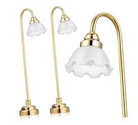 Cabilock 2pcs Mini Dollhouse Lighting Table Lamp Battery Operated Floral Design Warm Ambient Glow for Dollhouse Decoration Miniature Lamp Accessories
