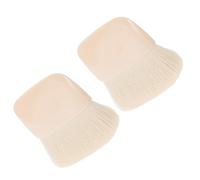 Cabilock 2pcs Mini Portable Makeup Brush Set, Small Soft Powder Blush Brushes with Flat Head, Compact Travel Face Makeup Applicators for Foundation and Blusher, Almond Color