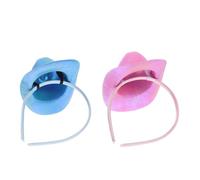 Cabilock 2pcs Mini Top Hat Headband Fashion Party Hair Bands for Little Girls Iridescent Light up Cowboy Hat Headpiece for Tea Party Event