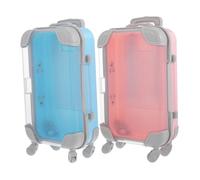 Cabilock 2pcs Mini Trolley Case Empty Eyelash Box Plastic Pull Rod Suitcase for Travel Makeup Birthday Candy Box Shower Favor
