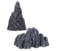 Cabilock 2pcs Miniature Resin Rockery Ornament Compact Artistic Fake Mountain Figurines for Desktop Bookshelf Garden Decor Lifelike Textured Landscape Sculpture