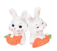 Cabilock 2pcs Miniature Shaking Head Bunny Figurines Resin Cute Cartoon Rabbit Decor for Desktop Car Cabinet Versatile DIY Ornament with Detailed Design