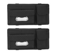 Cabilock 2pcs Multifunctional Car Visor Organizer Pu Storage Pouch Sunglasses Clip Tissue Holder Multi-pocket Case for Auto Visor