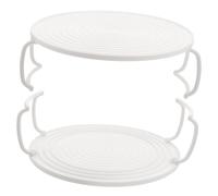 Cabilock 2pcs Multifunctional Rounded Microwave Bacon Tray and Layered Food Storage Rack, Abs Material with Fine Workmanship, Not Easy to Deform, for Kitchen and Microwave Oven Use