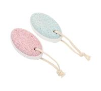 Cabilock 2pcs Natural Volcanic Pumice Stone Foot Callus Remover, Handheld Pedicure Tool for Hard Skin Exfoliating and Heel Care, Blue Pink Foot Scrubber for Home and Salon Use