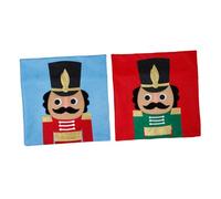 Cabilock 2Pcs Nutcracker Christmas Pillow Covers Square Decorative Cushion Cases with Invisible Zipper for Holiday Home Decor Red Blue