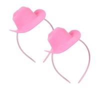Cabilock 2pcs Pink Cowgirl Hat Headband for Women Versatile Costume Accessories with Sturdy Construction Eyecatching Birthday Party Hairband Stylish Western Dance Headwear