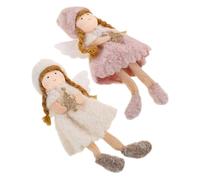 Cabilock 2pcs Plush Christmas Angel Doll Ornaments Soft Xmas Hanging Pendants for Tree Decorations Wall Displays Car Decor Holiday Party Festive Love Peace Blessings