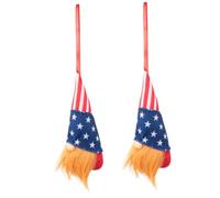 Cabilock 2pcs Plush Doll Ornament with Lanyard, American Flag Elements | Funny Traditional Cartoon Style, for Patriotic Decor and Living Room, Soft Plush Feel