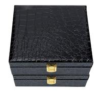 Cabilock 2pcs Practical Storage Container for Travel with Lock, Black Iron and Pu Material, Modern Retro-Designed Outdoor Cigar Box Suitable for Jewellery and Cigars