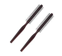 Cabilock 2pcs Professional Wood Handle Curling Comb for Hair Styling Soft Bristle Round Brush with Ergonomic Grip Scalp Massage Anti-frizz Shine Enhancer for Curly and Straight Hair Care
