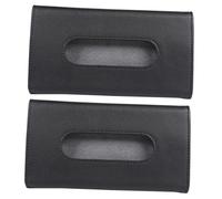 Cabilock 2pcs PU Leather Car Visor Tissue Holder Napkin Box with Stable Back Clip for Visor Backseat Door Mount Black Car Tissue Organizer for Easy Access and Safe Driving