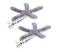 Cabilock 2pcs Purple Sea Creature Hair Clips Tiny Barrettes Rhinestone Hair Accessories for Women Beach Party Wedding