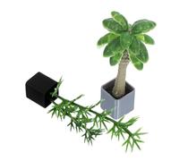 Cabilock 2pcs Realistic Miniature Bonsai Tree Pot Faux Palm Bamboo Plants for Dollhouse Indoor Sand Table Model Craft Decoration Plastic Artificial Trees for Home and Office