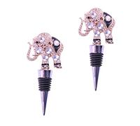 Cabilock 2pcs Red Wine Cork Metal Diamond Embedded Elephant Wine Bottle Stoppers Creative Sealing Plugs