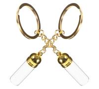 Cabilock 2pcs Refillable Glass Perfume Bottles with Gold Acrylic Caps and Keychain Set, Large Travel Bottles for Essential Oils and DIY Hanging Decor