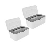 Cabilock 2pcs Refillable Wipes Dispenser Boxes with Dustproof Lid Portable Wipe Holders for Travel and Home Lightweight Compact Storage Containers for Wet and Dry Tissues Gray