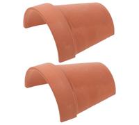 Cabilock 2pcs Reptile Hideout Basking Platform with Holes Brown Pottery Clay Playing Platform for Decorating A Turtle's Habitat Outdoor Assorted style