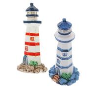 Cabilock 2pcs Resin Lighthouse Ornaments for Ocean Decor Coastal Home Beach Themed