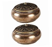 Cabilock 2pcs Retro Brass Incense Holder Mini Censer for Home Office Decor for Meditation Yoga and Relaxation Elegant Nice Texture