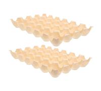 Cabilock 2pcs Reusable Egg Storage Boxes 24-grid Beige Egg Holder Trays for Refrigerator Organizer Carton Container for Home Kitchen