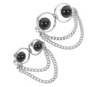 Cabilock 2pcs Reusable Pants Waist Tightener Button Clips for Jeans and Dresses Sturdy No-sew Waistband Adjuster Small and Large Silver Black Pearl Buttons Suitable for Men and Women Easy