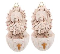 Cabilock 2pcs Room Decor Saint Holy Water Font () Large Religious Home Decor Blessed Holy Water Fonts for Home Our Basin Beige