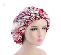 Cabilock 2pcs Satin Double Layer Sleep Bonnets with Lace Edge for Women, Wide Rim Hair Caps in Wine Red and Green, Night Hair Protection for Sleeping and Skincare