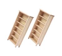 Cabilock 2pcs Scale Miniature Wooden Bookshelf for Dollhouse Vertical Lightweight Bookcase with Multiple Storage Layers Natural Wood Grain Portable Dollhouse Decor for Mini Library Study