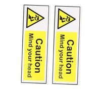 Cabilock 2pcs Self Adhesive Watch Your Head Caution Signs Warning Stickers for Workplace Safety Highly Visible Head Collision Reminder Wall Decals