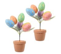 Cabilock 2pcs Speckled Easter Egg Bonsai Plant Pot Decorations Medium Size Colorful Faux Eggs Festival Garden Décor for Easter Party and Desktop Ornament