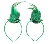 Cabilock 2Pcs St Patrick's Day Green Sequin Shamrock Hat Headbands Festive Party Hairbands Holiday Hair Accessories