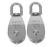 Cabilock 2pcs Stainless Steel Double Pulley Block Dual Traction Pulley Wheel with Swivel Hook for Heavy Lifting Easy Installation Enhanced Load Capacity for Industrial and Outdoor Use
